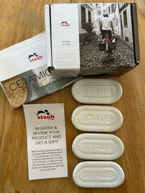 Staub White Ceramic Utensil Holder– Set of 4 New in the box!